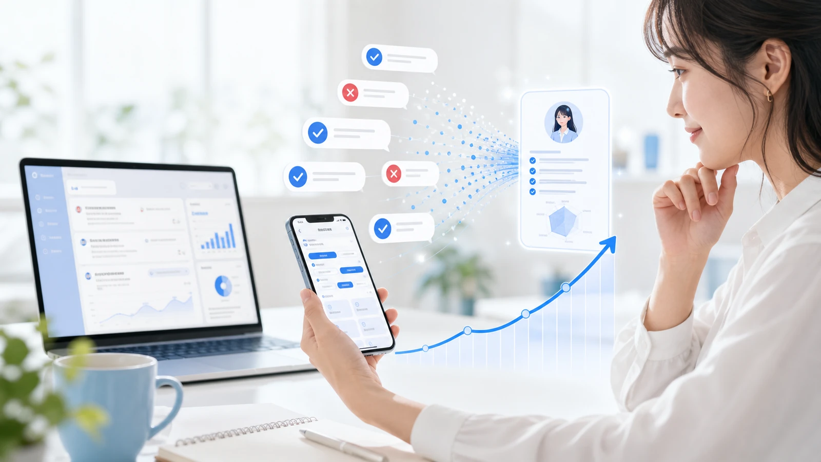 フィードバック学習によってクローンが成長するイメージ